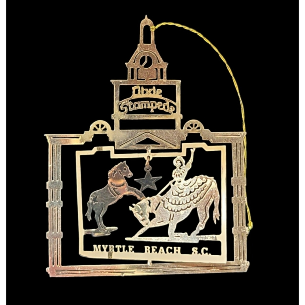 National Treasures Dixie Stampede myrtle Beach SC 24K Gold Brass Tree Ornament